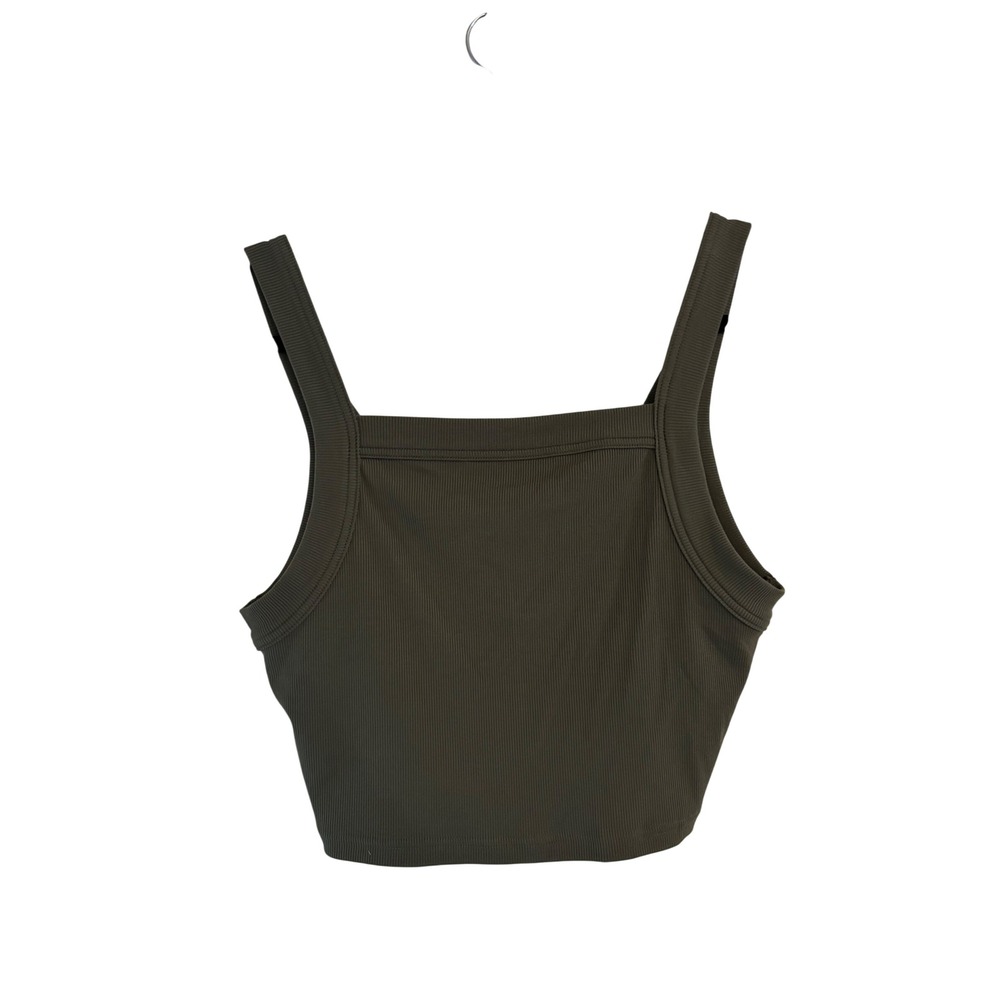 TravisMathew Ribbed Crop Tank Top Olive Green Square Neck XL NWT